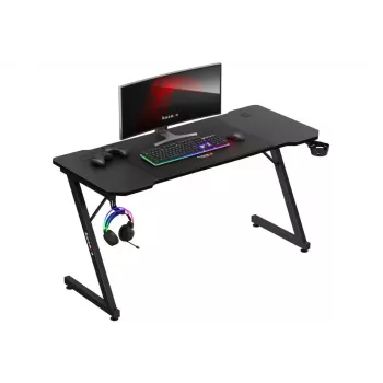 Ergonominis žaidimų stalas huzaro Hero 3.3 Black – tiesus stačiakampis 1400x600 mm, 740 mm aukštis, 15 mm stalviršis