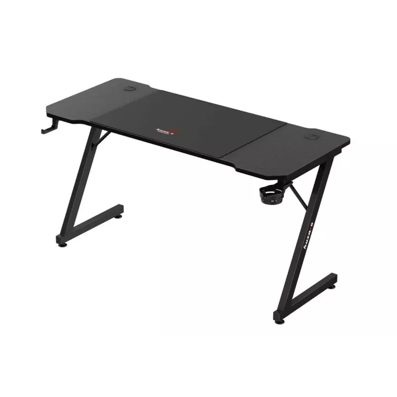 Ergonominis žaidimų stalas huzaro Hero 3.3 Black – tiesus stačiakampis 1400x600 mm, 740 mm aukštis, 15 mm stalviršis