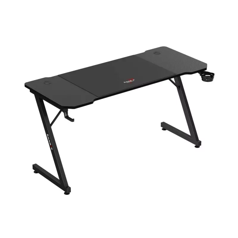 Ergonominis žaidimų stalas huzaro Hero 3.3 Black – tiesus stačiakampis 1400x600 mm, 740 mm aukštis, 15 mm stalviršis