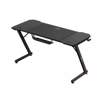 Ergonominis žaidimų stalas huzaro Hero 3.3 Black – tiesus stačiakampis 1400x600 mm, 740 mm aukštis, 15 mm stalviršis