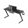 Gaming stalas huzaro Hero 3.3 RGB – juodas tiesus stalviršis 1400×600 mm, LED apšvietimas, puodelio laikiklis, ausinių kabliukas