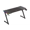 Gaming stalas huzaro Hero 3.3 RGB – juodas tiesus stalviršis 1400×600 mm, LED apšvietimas, puodelio laikiklis, ausinių kabliukas