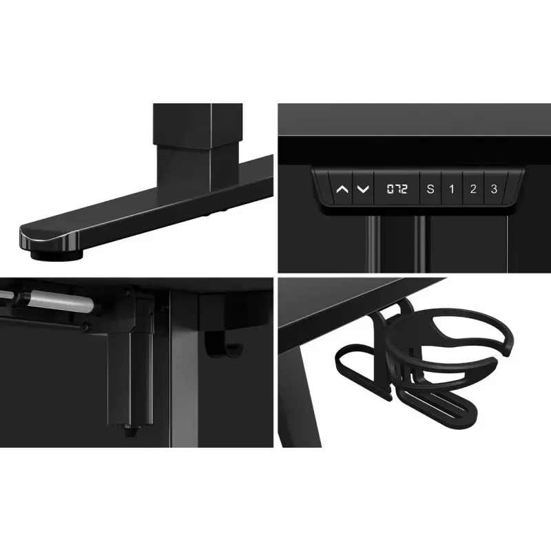 Gaminimo stalas huzaro Hero 9.1 Juodas – L formos MDF stalviršis, USB-C įkrovimas, LED valdymas, reguliuojamas aukštis 72–118 cm