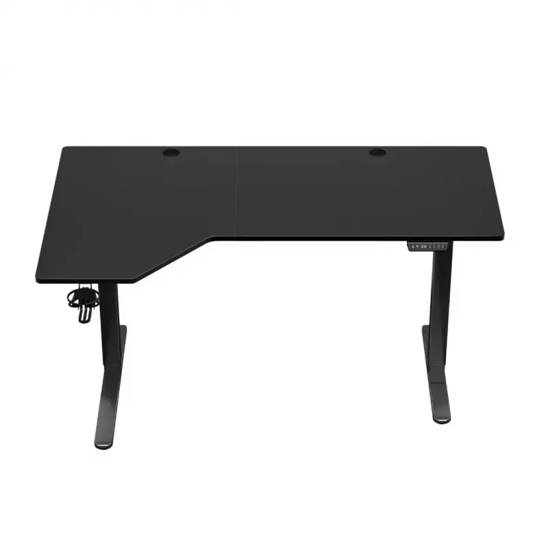 Gaminimo stalas huzaro Hero 9.1 Juodas – L formos MDF stalviršis, USB-C įkrovimas, LED valdymas, reguliuojamas aukštis 72–118 cm