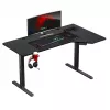 Gaminimo stalas huzaro Hero 9.1 Juodas – L formos MDF stalviršis, USB-C įkrovimas, LED valdymas, reguliuojamas aukštis 72–118 cm