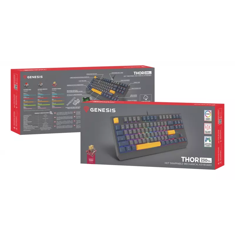 GENESIS Thor 230 TKL klaviatūra žaidimams USB QWERTY angliška mėlyna