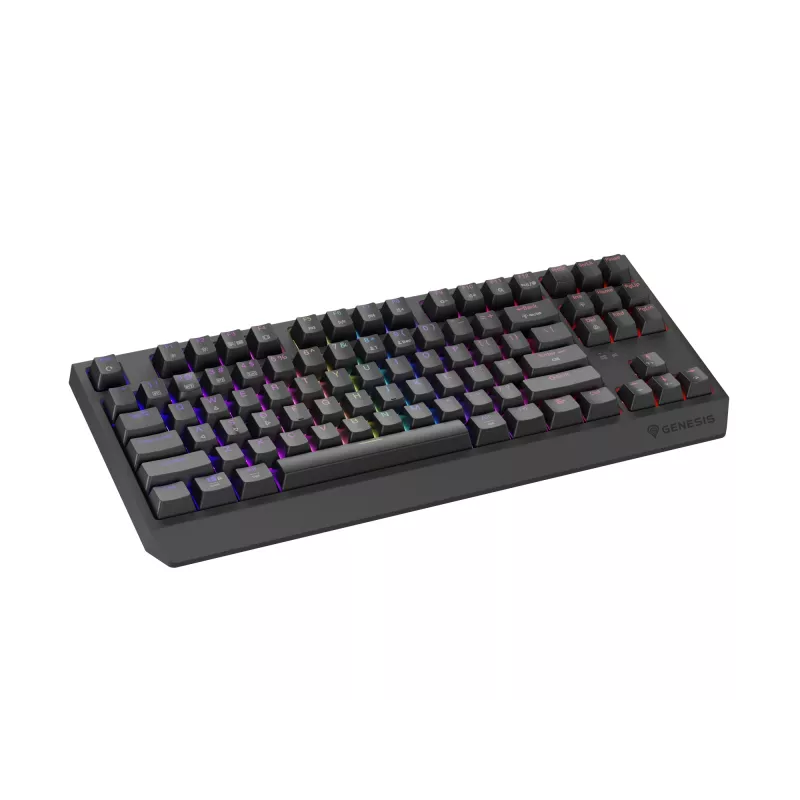 Mechaninė žaidimų klaviatūra GENESIS Thor 230 TKL — USB, RF belaidis, Bluetooth, 87 klavišų QWERTY, Pilka