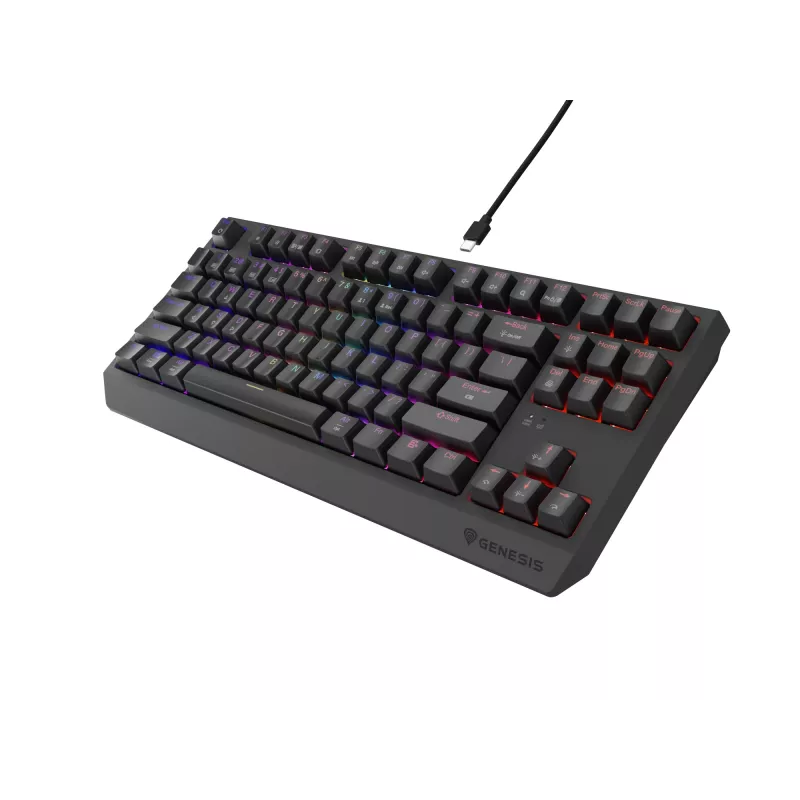 Mechaninė žaidimų klaviatūra GENESIS Thor 230 TKL — USB, RF belaidis, Bluetooth, 87 klavišų QWERTY, Pilka