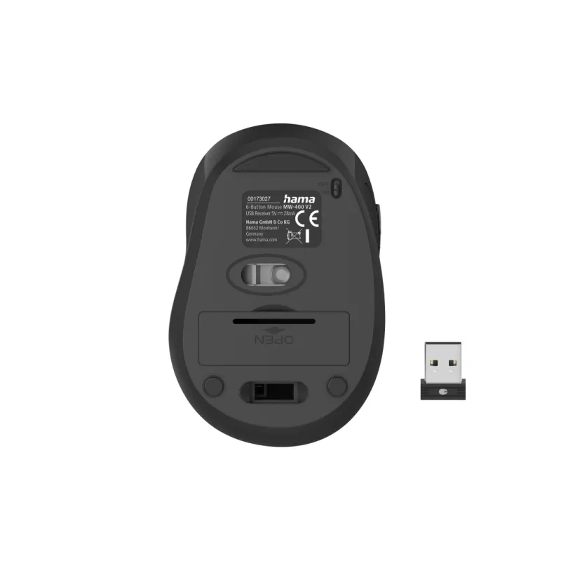 Hama MW-400 V2 RF belaidė optinė pelė, skirta dešinei rankai, 1600 DPI, juoda/mėlyna