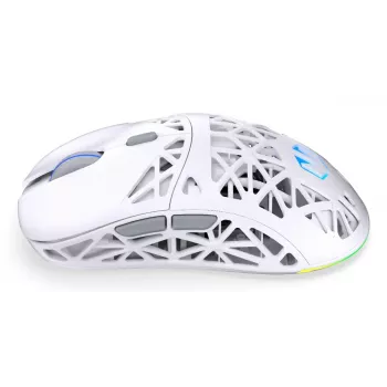 Belaidė žaidimų pelė ENDORFY LIV Onyx White — Bluetooth/2,4 GHz, 12000 DPI, ambidekstrinė, aRGB apšvietimas, 6 mygtukai, USB-A/USB-C laidas