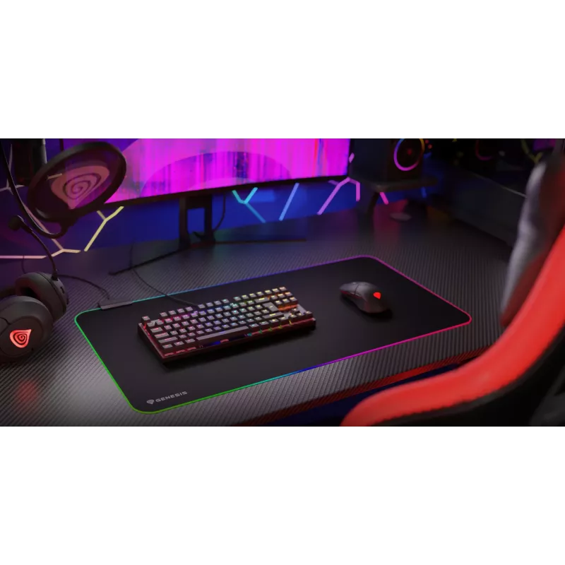 Pelėdės kilimėlis GENESIS Boron 500 XXL RGB, juodas