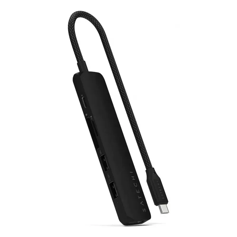 Satechi ST-P6SK daugiafunkcis plonas USB-C šakotuvas 6 viename: USB-C, 2x USB-A, 4K HDMI, micro/SD kortelių skaitytuvas