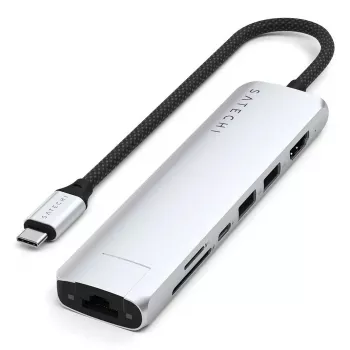 USB Type-C stotelė Satechi ST-P7SS su HDMI, USB 3.2 Gen 2, Gigabit Ethernet — 10000 Mbit/s, 4K@60Hz, sidabrinė