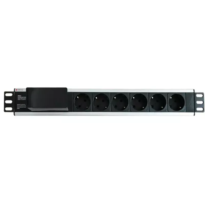 Techly I-CASE STRIP-16SH maitinimo skirstytuvas (PDU) 6 AC lizdų 1.5U juodas, sidabrinis