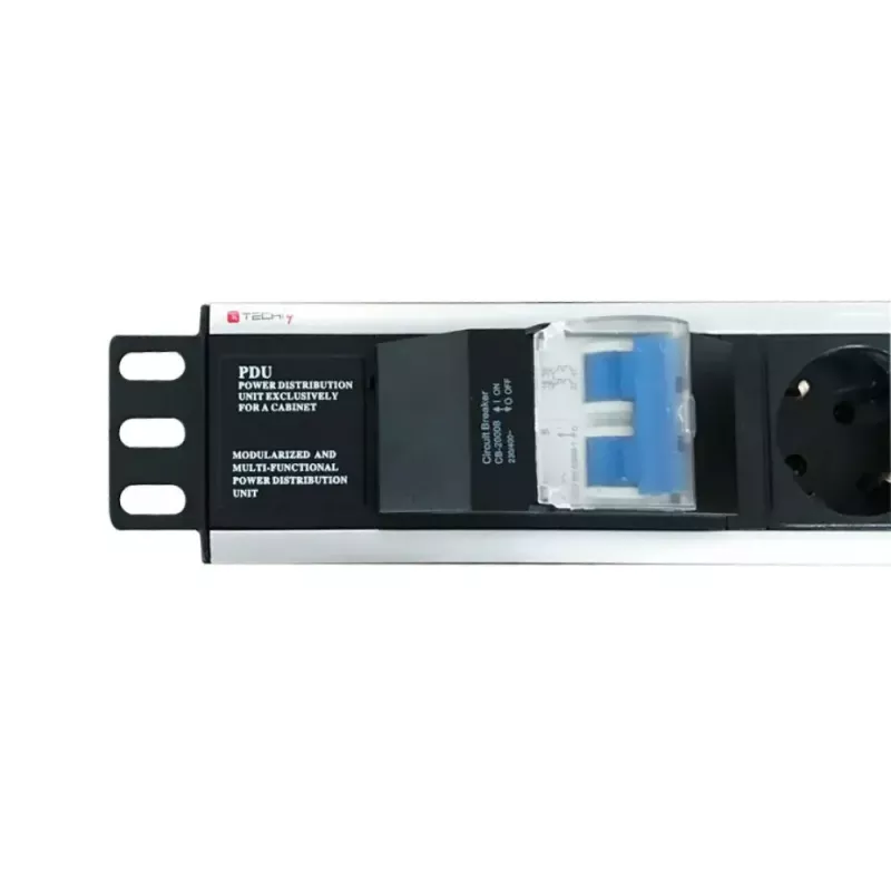 Techly I-CASE STRIP-16SH maitinimo skirstytuvas (PDU) 6 AC lizdų 1.5U juodas, sidabrinis