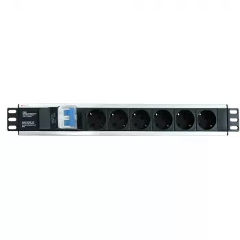 Techly I-CASE STRIP-16SH maitinimo skirstytuvas (PDU) 6 AC lizdų 1.5U juodas, sidabrinis