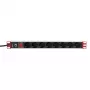 Techly 19 colių stovo maitinimo juosta 8 lizdai Schuko kištukas, juoda, 1.05 kg