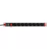 Techly 19 colių stovo maitinimo juosta 8 lizdai Schuko kištukas, juoda, 1.05 kg