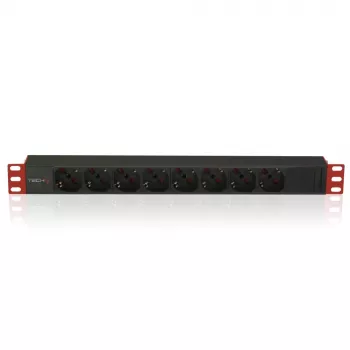 Techly 8 lizdų PDU 19 colių 1 HE C14 2 m juoda/raudona
