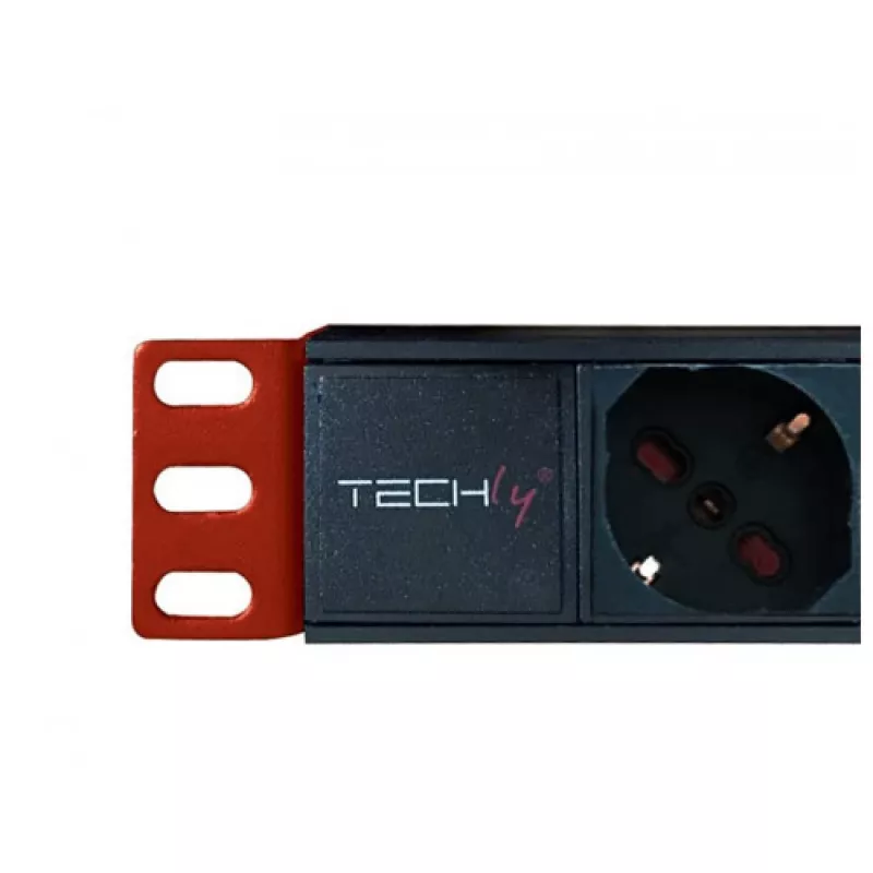 Techly 8 lizdų PDU 19 colių 1 HE C14 2 m juoda/raudona