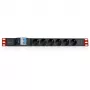 Techly I-CASE STRIP-61UD maitinimo paskirstymo blokas (PDU) 6 kištukiniai lizdai 1U Juodas, Raudonas