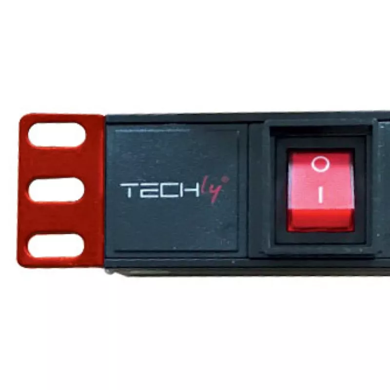 Techly I-CASE STRIP-18C20 maitinimo paskirstymo įrenginys (PDU) 8 AC lizdai 1U juoda, raudona