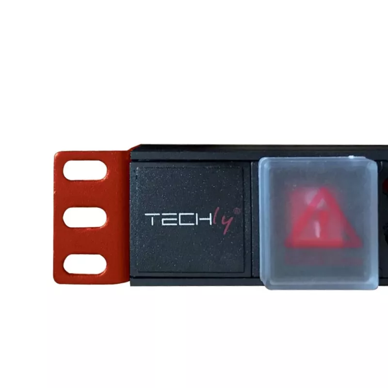 Techly I-CASE STRIP-18C20 maitinimo paskirstymo įrenginys (PDU) 8 AC lizdai 1U juoda, raudona