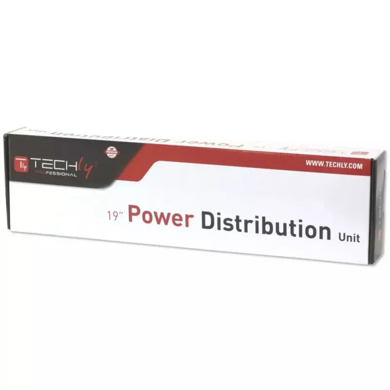 Power Strip Techly 9 vietų 19 colių stovo Schuko kištukas jungiklis 1U juoda raudona