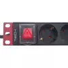 Power Strip Techly 9 vietų 19 colių stovo Schuko kištukas jungiklis 1U juoda raudona