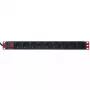 Power Strip Techly 9 vietų 19 colių stovo Schuko kištukas jungiklis 1U juoda raudona