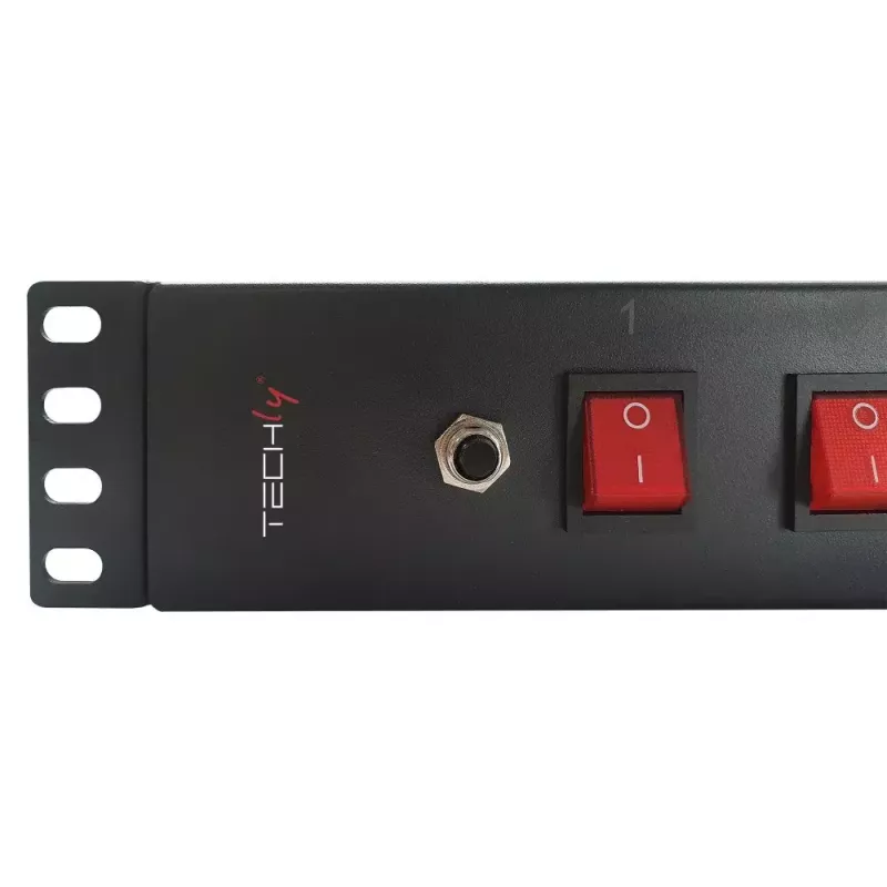 Techly 8 lizdų 19 colių stovo maitinimo juosta su 8 ON/OFF jungikliais 1,5U
