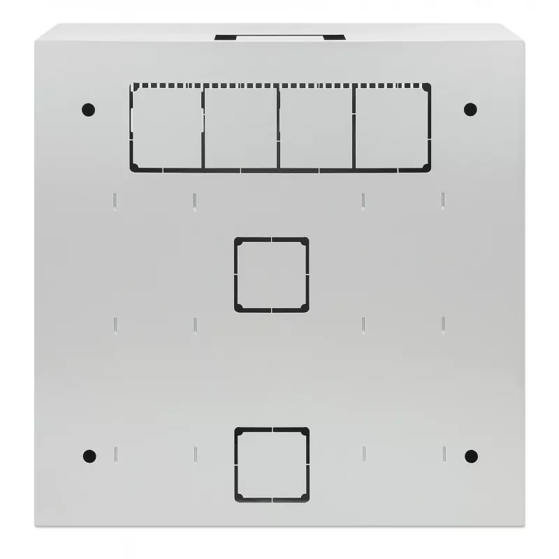 Intellinet Low-Profile 19 colių sieninis spintos stovas su 4U horizontaliomis ir 2U vertikaliomis bėgiais, kompaktiškas 170 mm gylio korpusas, idealus AV, multimedijos ir vaizdo stebėjimo programoms, surinktas, pilka RAL 7035