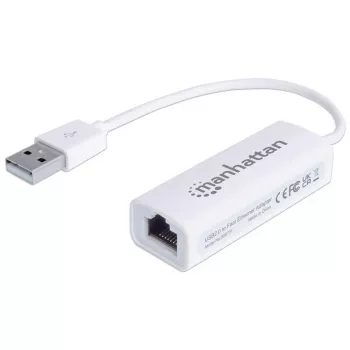 Manhattan USB-A Fast Ethernet Adapter 10/100 Mbps, USB 2.0, RJ45, baltas