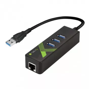 Techly IDATA USB-ETGIGA-3U2 nešiojamojo kompiuterio dokas / prievadų replikatorius USB 3.2 Gen 1 (3.1 Gen 1) Type-A juodas