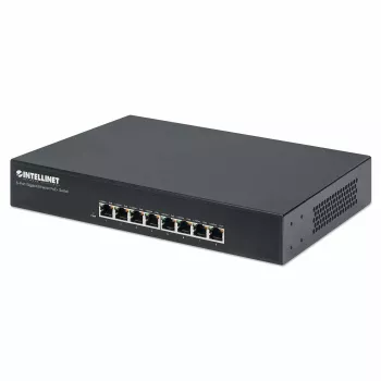 Intellinet 8 prievadų Gigabit Ethernet PoE+ jungiklis, 8 PoE prievadai, IEEE 802.3at/af, Endspan, stalinis, dėžutė