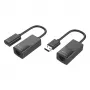 Techly IUSB-EXTENDTY2 lyties keitiklis RJ-45 į USB 2.0 Type-A, juodas