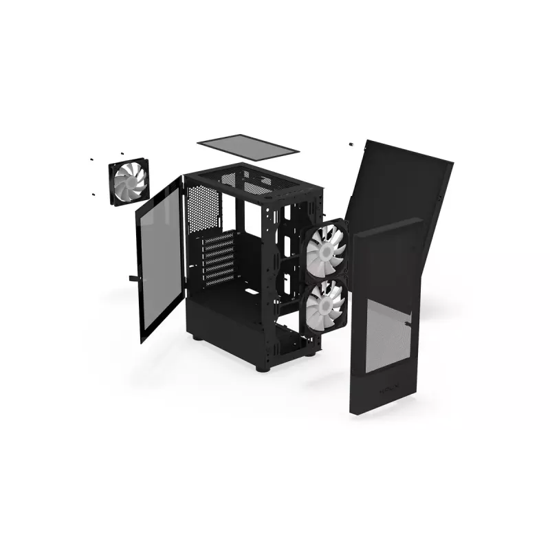 Kompiuterio korpusas KRUX VAKO KRX0132 ATX juodas — grūdintas stiklas, RGB, tinka Mini‑ATX, GPU iki 31 cm, CPU aušintuvas iki 15,9 cm