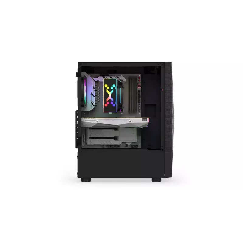 Kompiuterio korpusas KRUX VAKO KRX0132 ATX juodas — grūdintas stiklas, RGB, tinka Mini‑ATX, GPU iki 31 cm, CPU aušintuvas iki 15,9 cm