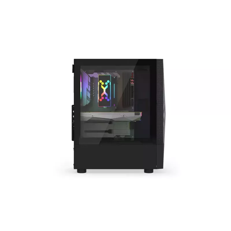 Kompiuterio korpusas KRUX VAKO KRX0132 ATX juodas — grūdintas stiklas, RGB, tinka Mini‑ATX, GPU iki 31 cm, CPU aušintuvas iki 15,9 cm