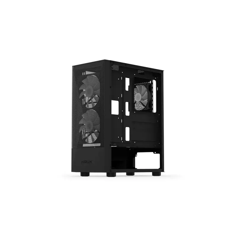Kompiuterio korpusas KRUX VAKO KRX0132 ATX juodas — grūdintas stiklas, RGB, tinka Mini‑ATX, GPU iki 31 cm, CPU aušintuvas iki 15,9 cm