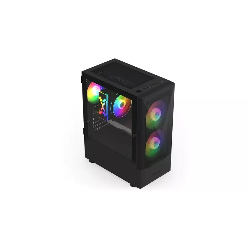 Kompiuterio korpusas KRUX VAKO KRX0132 ATX juodas — grūdintas stiklas, RGB, tinka Mini‑ATX, GPU iki 31 cm, CPU aušintuvas iki 15,9 cm