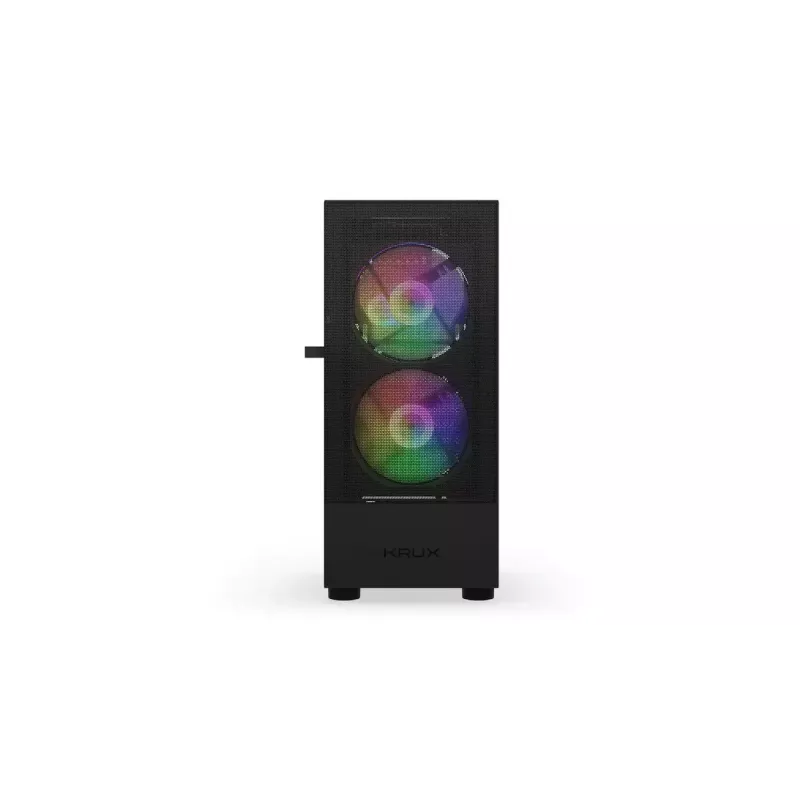 Kompiuterio korpusas KRUX VAKO KRX0132 ATX juodas — grūdintas stiklas, RGB, tinka Mini‑ATX, GPU iki 31 cm, CPU aušintuvas iki 15,9 cm