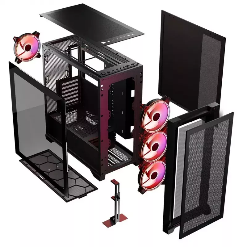 MODECOM VOLCANO EXPANSE S APEX ARGB Midi Tower korpusas, grūdintas stiklas, USB-C, 3x140 mm priekyje, ATX/micro-ATX, GPU iki 430 mm