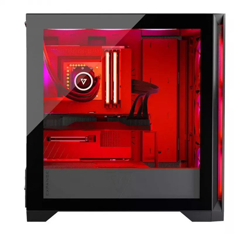 MODECOM VOLCANO EXPANSE S APEX ARGB Midi Tower korpusas, grūdintas stiklas, USB-C, 3x140 mm priekyje, ATX/micro-ATX, GPU iki 430 mm