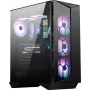 MSI MPG GUNGNIR 110R vidutinis bokštinis žaidimų kompiuterio korpusas, juodas, USB 3.2 Gen2 Type C, 4x 120mm ARGB ventiliatorius, Mystic Light Sync, 1–6 ARGB valdymo plokštė, 2x grūdinto stiklo plokštės, ATX, mATX, mini-ITX