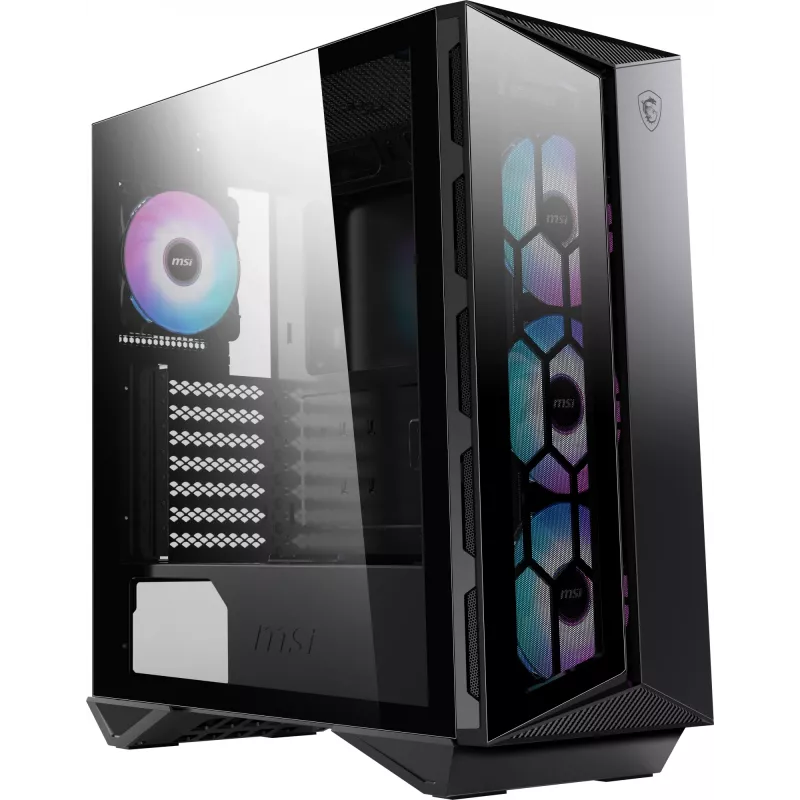 MSI MPG Gungnir 110R Midi Tower kompiuterio dėžė, juoda, grūdinto stiklo šoninis skydas