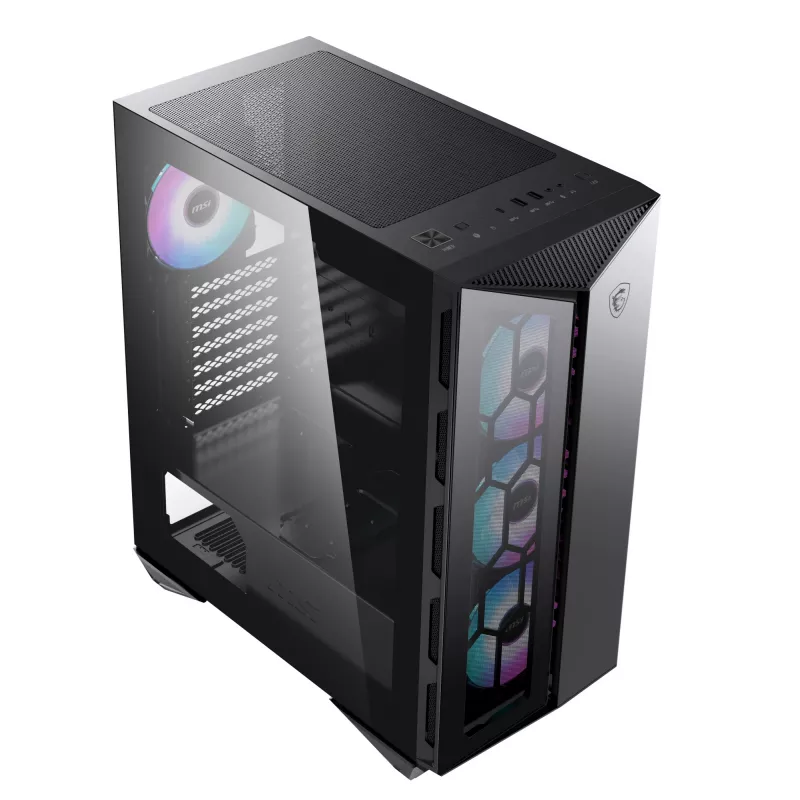 MSI MPG Gungnir 110R Midi Tower kompiuterio dėžė, juoda, grūdinto stiklo šoninis skydas