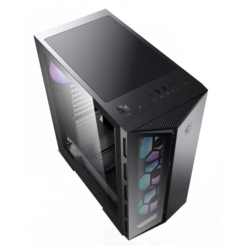 MSI MPG Gungnir 110R Midi Tower kompiuterio dėžė, juoda, grūdinto stiklo šoninis skydas