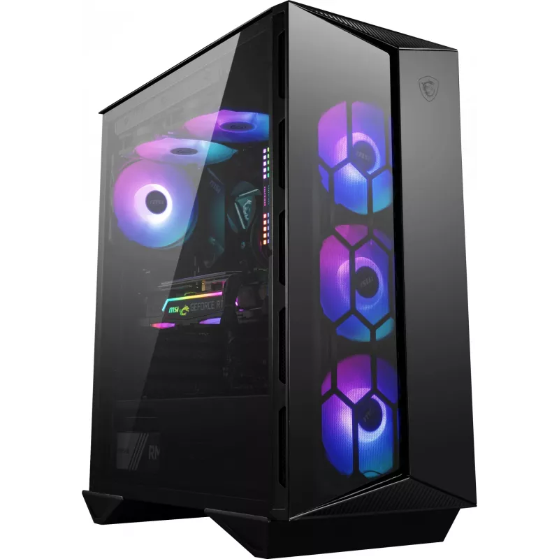 MSI MPG Gungnir 110R Midi Tower kompiuterio dėžė, juoda, grūdinto stiklo šoninis skydas