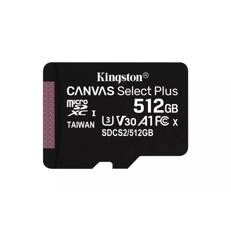 Kingston Technology Canvas Select Plus 512GB microSDXC A1 C10 U3 V30 kortelė su adapteriu
